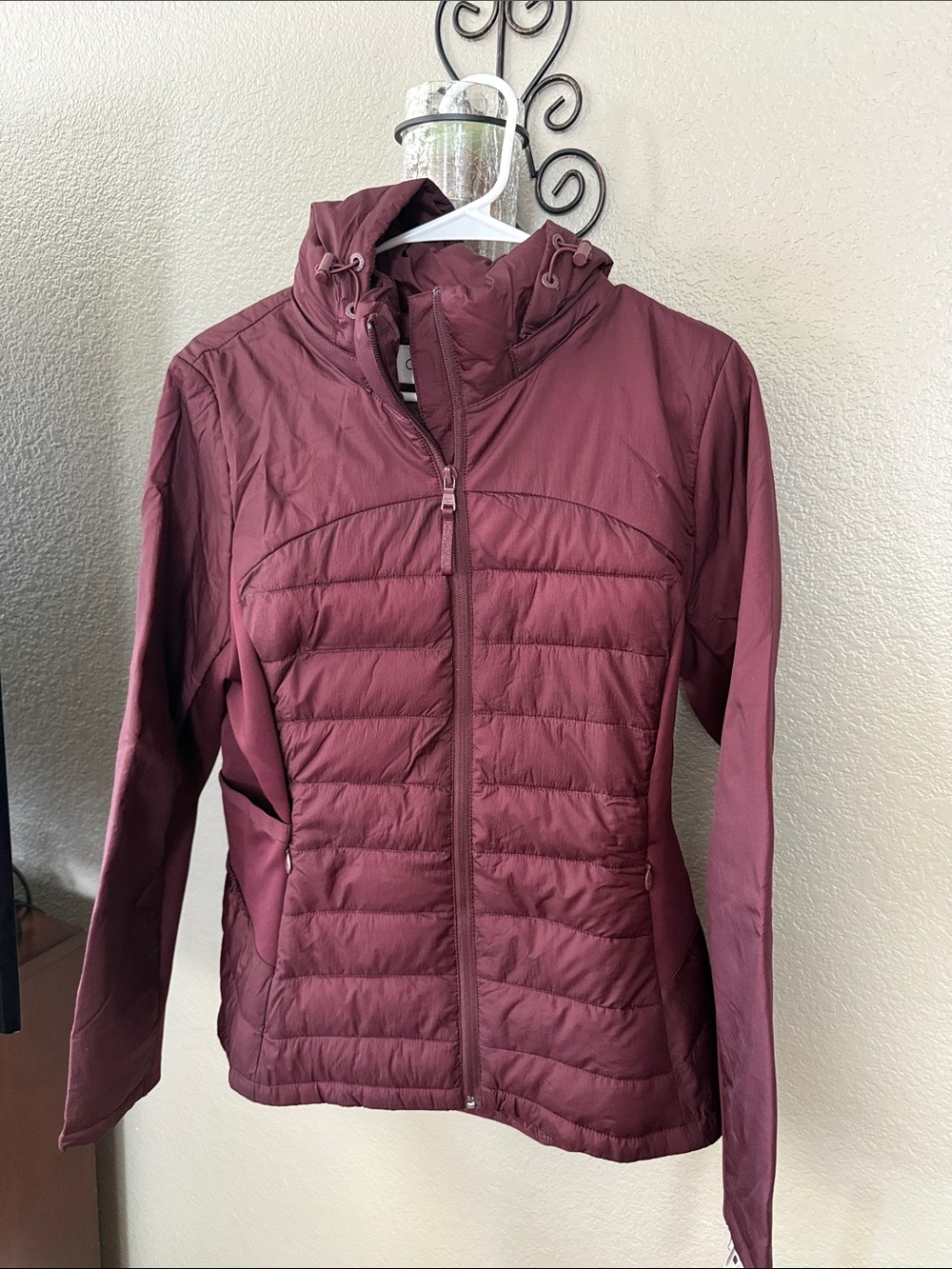 Calvin Klein Quilted Hooded Jacket - Burgundy